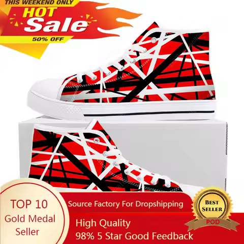 Van Evh 5150 Stripes Halen High Top Sneakers Men Women Teenager High Quality Canvas Sneaker 1984 Cas