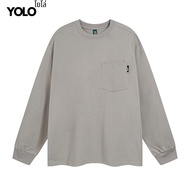YOLO เสื้อสเวตเตอร์ OVERSIZE เสื้อสเวตเตอร์โอเวอร์ไซส์ สีฟอก เสื้อผ้าคอตตอน แนวสตรีท 2406