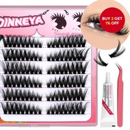 Groinneya Cluster Eyelash Extension Kit DIY 3D Faux Mink Eyelashes Single Thick Kit Sambungan Bulu M