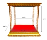 ตู้พระ ตู้กระจก พื้นกำมะหยี่สีแดง กรอบไม้สีทอง ขนาดใส่พระ 7.5x5.5x10 นิ้ว