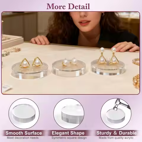 Acrylic Block 4 Pieces Clear Round Support Round Acrylic Display Stands For Mineral Specimen Art Cra