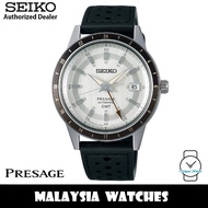 Seiko Presage Style 60's GMT SSK011J1 Automatic Box Shaped Hardlex Glass Stainless Steel Case Black Leather Strap Men's Watch