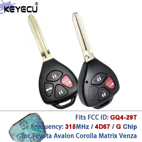 KEYECU FCC ID: GQ4-29T 315MHz 4D67 / G Chip Replacement 3 Button Remote Key Fob TOY43 for Toyota Ava