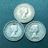 UK Queen Elizabeth II 6 Pence 1958 -1965 ( 3 Coins )