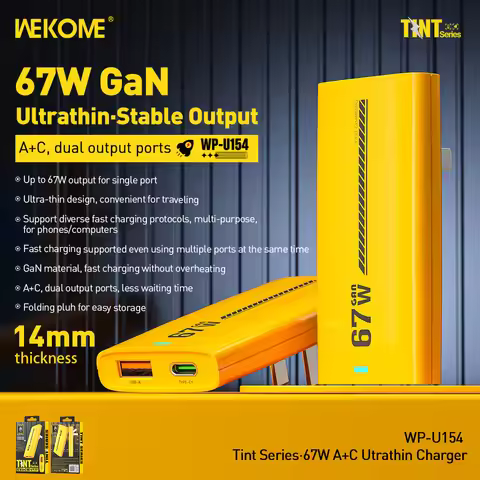WEKOME Ultra Thin 67WGaN Gallium Nitride Super Fast Charge Mini C A for iphone Laptop Mobile Phone C