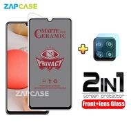 LAYAR Package 2 IN 1 Tempered Glass Privacy Samsung A42 5G Anti-Scratch Screen Free Tempered Glass Camera Lens