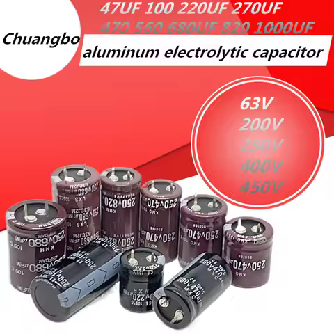 High quality aluminum electrolytic capacitor 63V 200V 250V 400V 450V 47 56 100UF 150 220 270 330 390
