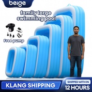 Beige Inflatable Swimming Pool For Kids Swimming Pool Rectangular 3 Rings Kolam Renang Budak Kolam M
