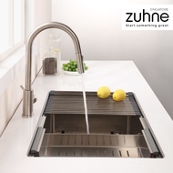 ZUHNE Neste Single Bowl Undermount Kitchen Sink Ledge Workstation Basin with Free Accessories, 16-Gauge Stainless Steel