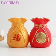 NORMAN Blessed Bag Flowerpot Vase, Money Bag Shape Chinese Style Fortune Making Flower Vase, Creative Plastic Red/Gold Flower Arrangement Vase New Year