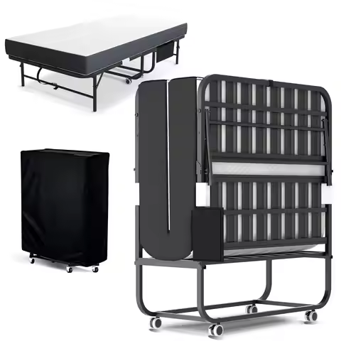 75"x31" Folding Guest Bed w/ 5" Memory Foam Mattress, 500lbs Metal Frame, Storage Cover & Side Pocke