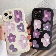 Wavy ins Oil Painting Purple flower phone case For VIVO Y20 Y20i Y20A Y12S Y3S Y20S Y20T Y17 Y11 Y15 Y12