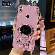 AnDyH Long Lanyard Casing For Huawei Nova 3 3i 4 Y9s Phone Case Huawei Y6 Y7 Y9 Prime 2019 Y6P 2020 Cute Astronaut Desk Holder