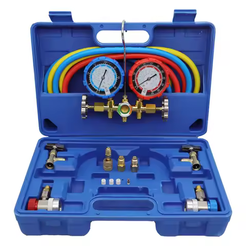3 Way AC Manifold Gauge Set HVAC Diagnostic Refrigerant Charging Tool for Auto Household R404A R134A