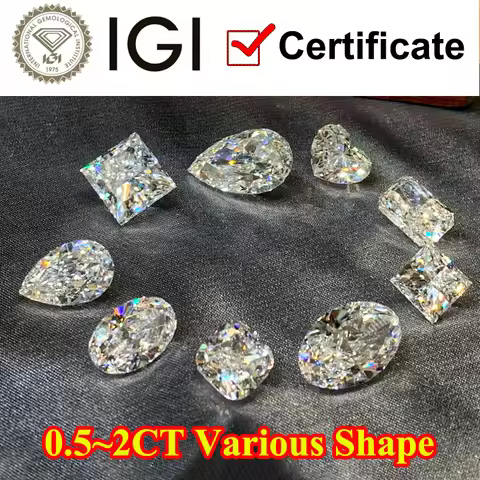 COSFIX 0.5-2ct Round/Oval/Heart/Pear/Marquise Lab Grown Diamond IGI Certificate 3EX D/E Color VVS/VS