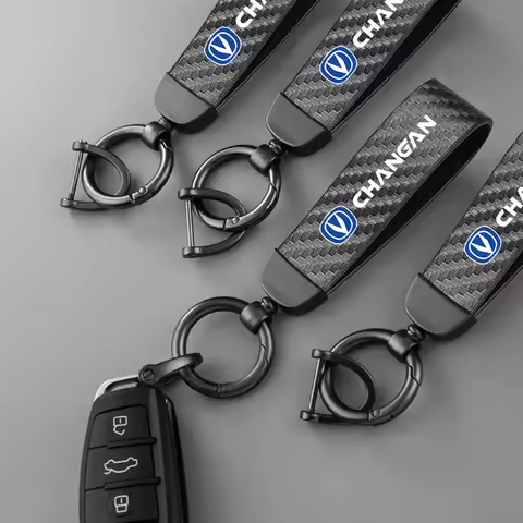 Carbon Leather Car Keychain Chain Key Rings Degree Rotating Horseshoe Rings for Changan CS25 CS35 CS