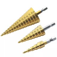 Monqiqi 6 pcs 4-32mm Mata Bor Multi Step Pagoda Tangga Payung Drill Bits Size Set Mata Bor Pagoda Sp