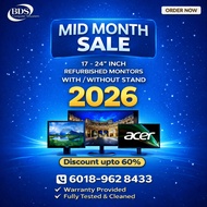 [POPULAR BRANDS] Refurbished Samsung, Lenovo, HP, DELL WIDESCREEN LED MONITOR (17"-27") Inch Monitor