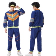 Retro Hippie Costumes Male Carnival Halloween Party 70s 80s Rock Hip-Hop Disco Clothing Suit Cosplay