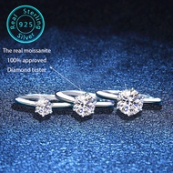 0.5-3ct moissanite ring with certificate , eternity ring moissanite， Fashion Six Claw 925 Silver Wom