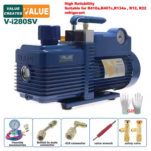 VALUE V-i280SV Vacuum Pump 220V 750W 14.4m/h 2 Stage Refrigerant Air Conditioning Vacuum Pump R410 R
