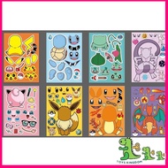 8 pcs Set Pokemon DIY Sticker Kids Activity Set Kids Sticker Children Sticker Cartoon Sticker