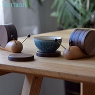 NORMAN Anti-Slip Placemat, Exquisite Snail Shape Wooden Coaster Set, Miniature Interior Ornaments Cartoon Durable Creative Cup Mat Table