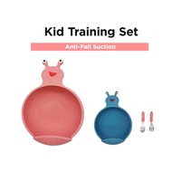 Baby silicone dinner plate with suction cup children silicone bowl cartoon bowl snail set Training Tableware Budak Makan