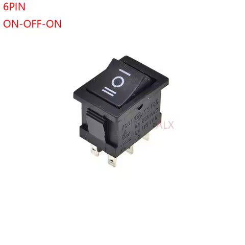 5PCS KCD1-106 DPDT 6PIN black mini Push Button rocker Switch ON/OFF/ON power switches 6A/250V 10A/12