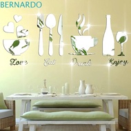 BERNARDO Kitchen Acrylic Sticker, Fork Acrylic Mirror Wall Sticker, Creative Mirror Spoon DIY 3D Tableware Decal Home Decor