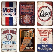 Retro Vintage Gas Station Tin Sign  ESSO Mobil Racing Wadhams Gasolines Motor Oil Garage Wall Decor 