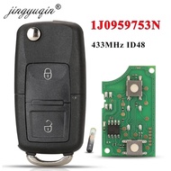 Jingyuqin 1J0959753N Remote Car Key 433Mhz ID48 For VOLKSWAGEN VW Beetle Bora Golf SEAT Toledo SKODA