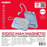 พาวเวอร์แบงค์ NUBWO ไร้สาย wireless Powerbank 10000mAh รุ่นPB-100 (NBL23) แบตสำรอง แม่เหล็กดูดชาร์จ