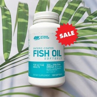 80% Sale!! EXP 08/2024 น้ำมันปลา Enteric-Coated Fish Oil 300 mg EPA/DHA Omega-3 100 Softgels  (Optim