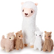 Llama Stuffed Animals with 4 Baby Llamas Cute Alpaca Plush Set Kawaii Llama Soft Pillow Dolls for Ki