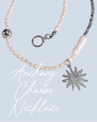 Anchovy Charm Necklace (Silver) สร้อยมุกจี้พระอาทิตย์ สีเงิน - Thursday Rays