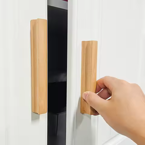 Nordic Wood Kitchen Cabinet Door Handles Round Drawer Knobs Wardrobe Pulls Beech Walnut Handles for 