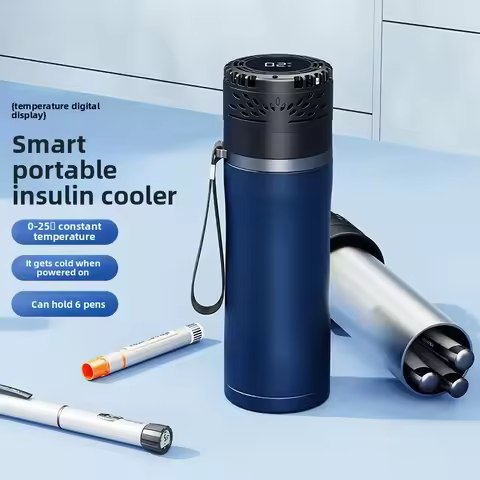 Insulin Cooler Box Mini Fridge 30H Travel Med Cold Storage Digital Temp Control 6 Insulin Pens Diabe