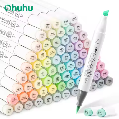 Ohuhu Honolulu 96 Pastel Colors Marker Pen Set Alcohol Art Markers Refillable Dual Tips Sketching Dr
