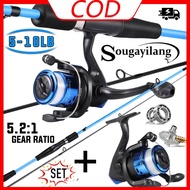 Sougayilang 1.8m/6ft Spinning Fishing Rod Reel Set M Power Rod 5.2:1 Gear Ratio Reel Pamingwit