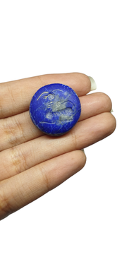 หินลาพิสลาซูลี่ หินแท้ธรรมชาติ หินโบราณ หินแกะสลัก Rare Natural Antique Old Lapis Lazuli Seal Intaglio Animal Engraved Signet Stamp Historical Carved Cabochon Collectible Bead