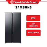 Samsung RS70F65QNFME Side By Side Fridge N655L Inverter Smart Things AI Energy Black