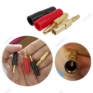 4Pcs Copper 4mm Banana Plug Connector Solder-Free Screw Banana Plugs 4mm Gold Plated 2 Red 2 Black  