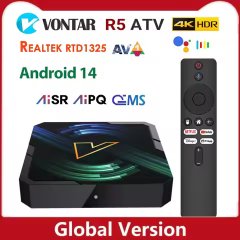 VONTAR R5 Android 14 TV Box ATV Realtek1325 CPU A55 Edge AI Mali-G57 GPU Support AI-PQ AI-SR HDR10+ 
