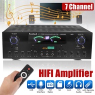 7 Channel bluetooth Audio Power Amplifier 3000W AV Amp Speaker with Remote Control Support FM USB SD Cards 110V 220V