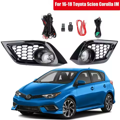 Pair Car Front Bumper Fog Lights Left+Right Driving Lamps with Bezel+Switch for Toyota Scion Corolla