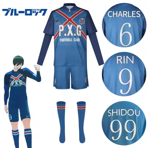 Anime Blue Lock #9 Rin Itoshi Football Jersey Charles Cosplay Costumes P.X.G Sports Jerseys Shidou R