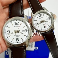 CASIO DATE ANALOG LEATHER DRESS COUPLE LOVER PAIR WATCH MTP/ LTP-1314L-7A GIFT