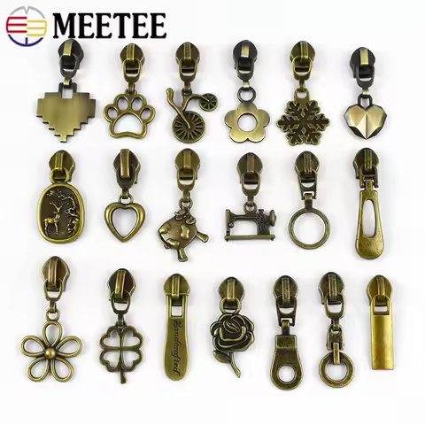5-20Pcs 5# Bronze Zipper Slider for Nylon Zippers By The Meter Bags Clothes Zips Pulls Head Repair K