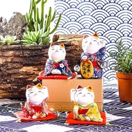 日本藥師窯錦彩招財貓 汽車擺件開業喬遷結婚送朋友 創意生日禮物